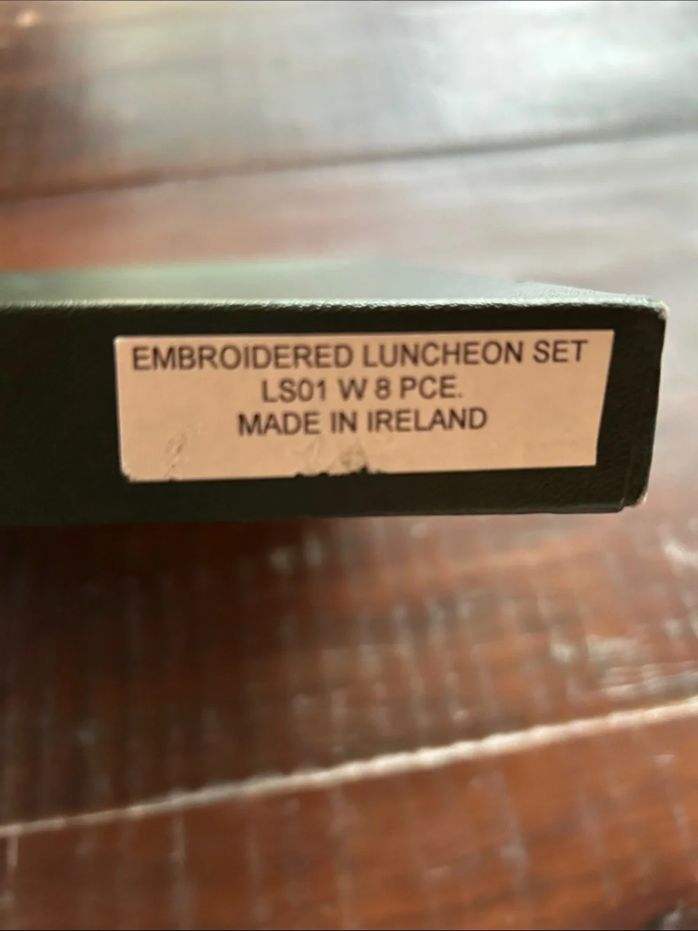 Vintage Fingal Irish Linen White Embroidered Luncheon Set of 4, NIB